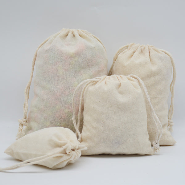 Bolsas de Algodón Puro con Cordón Bundle - Bolsas de Almacenamiento Sostenibles