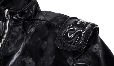 Chaqueta de Cuero Punk Negra para Motociclista - Image 4