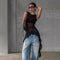 Top Maxi de Tul Negro con Volantes