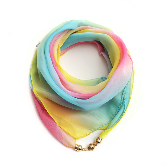 Pañuelo Floral Dorado de Gasa Ligera para Mujer - Image 15