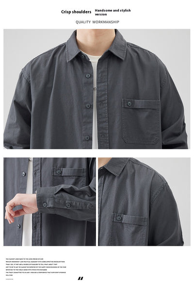 Camisa de Algodón Pesado Estilo Americano para Hombre - Image 22