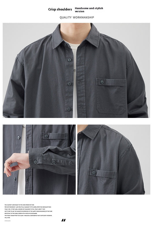 Camisa de Algodón Pesado Estilo Americano para Hombre - Image 22