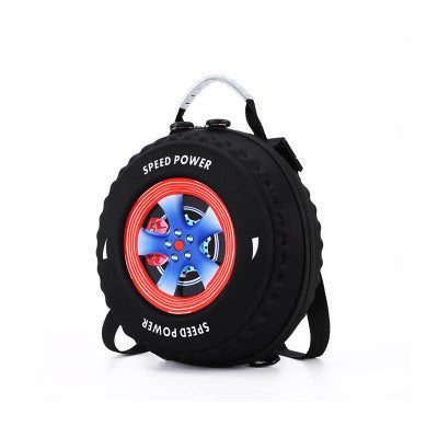 Mochila Pequeña para Niños Personalizada - Diseño 3D de Llanta para Kínder