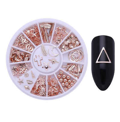 Caja de Diamantes para Manicura con Baño de Oro - 12 Diseños de Formas Fancy - Image 7