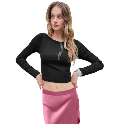 Blusa Espalda Descubierta Ajustada para Otoño e Invierno - Image 5