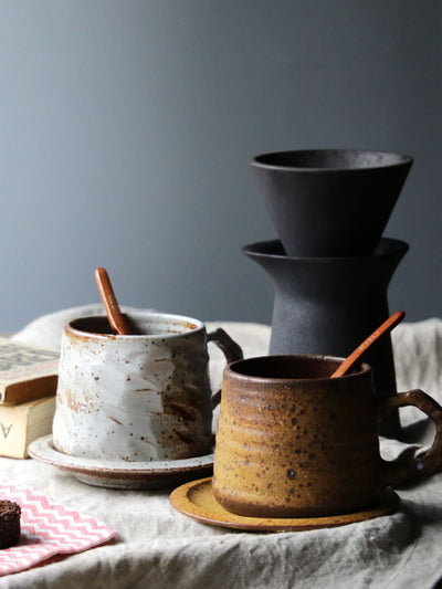 Juego de Taza y Platillo de Café Japonés Estilo Europeo Retro Lujo - Image 5
