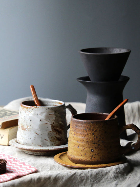 Juego de Taza y Platillo de Café Japonés Estilo Europeo Retro Lujo - Image 5