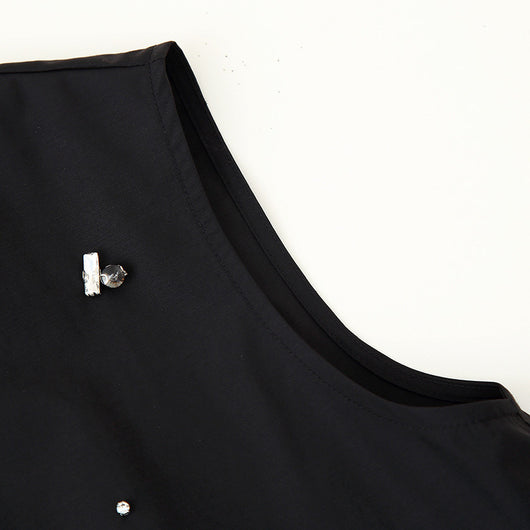 Blusa sin Mangas con Diseño Irregular y Volantes Perlados para Mujer - Image 5
