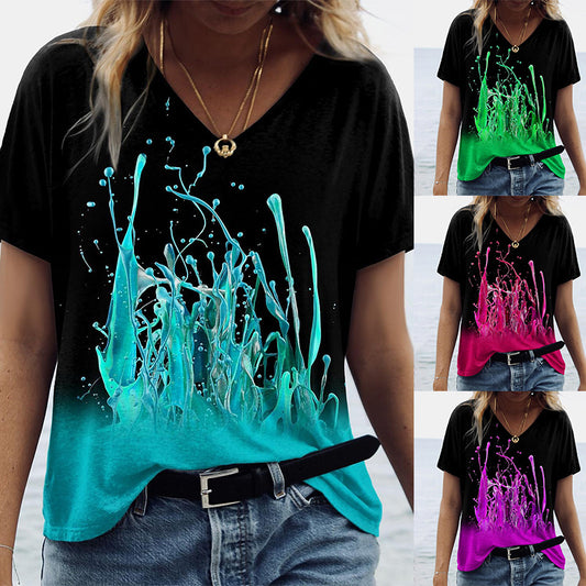 Blusa Cuello V con Estampado Abstracto para Mujer