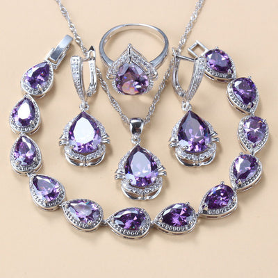 Conjunto de Joyería con Piedras Incrustadas: Collar, Aretes y Anillo de 4 Piezas - Image 11