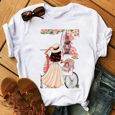 Blusa Romántica de Manga Corta para Mujer con Estampado I LOVET - Image 4
