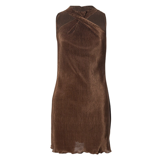 Vestido Halter sin Mangas con Detalle de Madera - Image 11