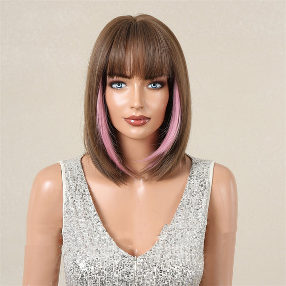 Peluca Bob con Flequillo para Mujer - Corte Moderno y Natural