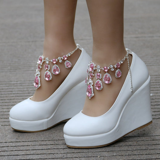 Zapatos de Cuña con Plataforma Impermeable y Cristales - Elegancia para tu Boda - Image 11
