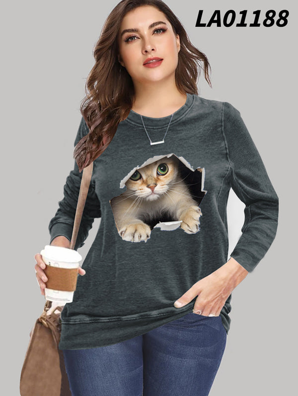 Blusa Suelta de Manga Larga para Mujer Talla Grande Estilo Europeo