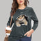 Blusa Suelta de Manga Larga para Mujer Talla Grande Estilo Europeo