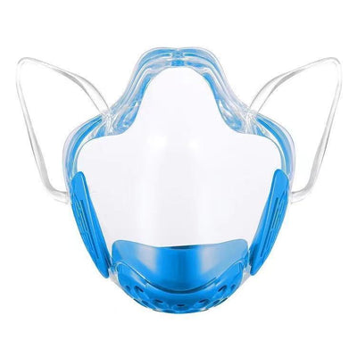 Transparent full face protective mask with blue chin guard and clear ear loops, designed for anti-splash and dust protection. - Image 9