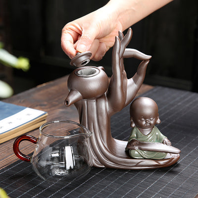 Juego de Té de Arena Púrpura con Utensilios de Ceremonia Ébano - Image 3