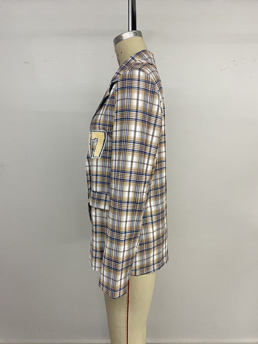 Blazer Cuadros Estilo Universitario para Mujer - Image 11