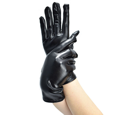 Guantes de Cuero Charol Negro Ajustados Finos - Image 3