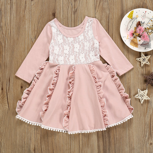 Vestido Infantil de Encaje con Manga Larga - Image 8