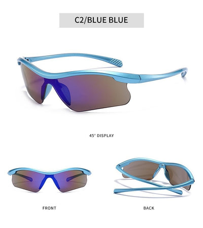 Blue frame sunglasses with blue mirrored lenses, ideal for outdoor sports and fashion wear. - Image 20