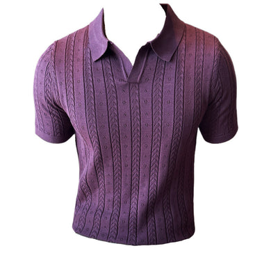 Camiseta Tejida Jacquard a Rayas con Escote en V - Image 5