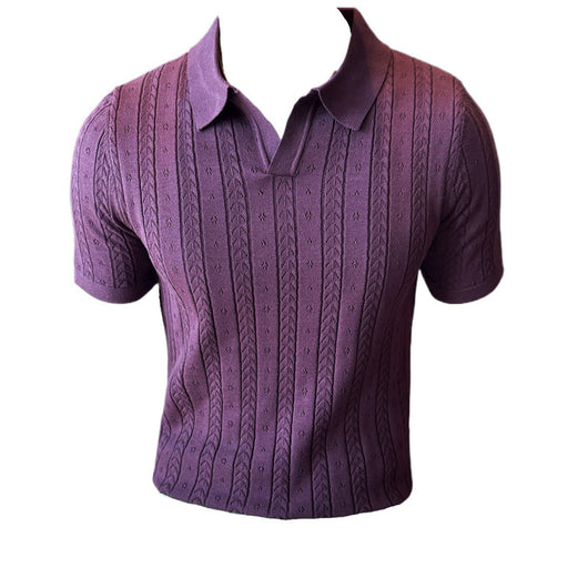 Camiseta Tejida Jacquard a Rayas con Escote en V - Image 5