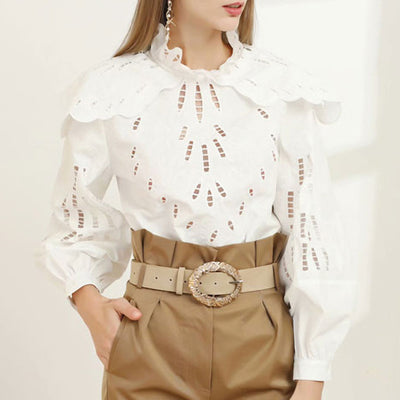 Camisa con Cuello de Pie y Detalles Recortados - Image 10