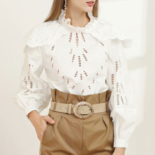 Camisa con Cuello de Pie y Detalles Recortados - Image 10