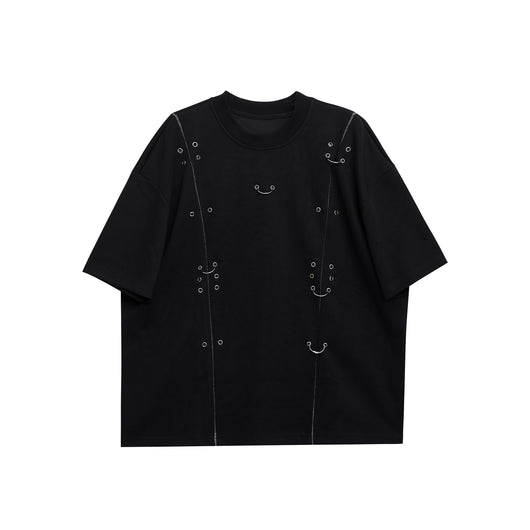 Camiseta Oversize con Hombros Acolchados y Diseño Deconstruido - Image 3