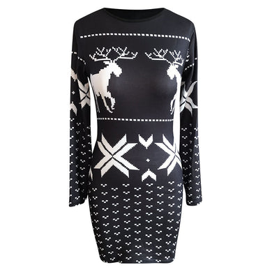 Vestido Ajustado Navideño con Estampado Digital y Manga Larga - Image 9