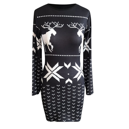 Vestido Ajustado Navideño con Estampado Digital y Manga Larga - Image 9