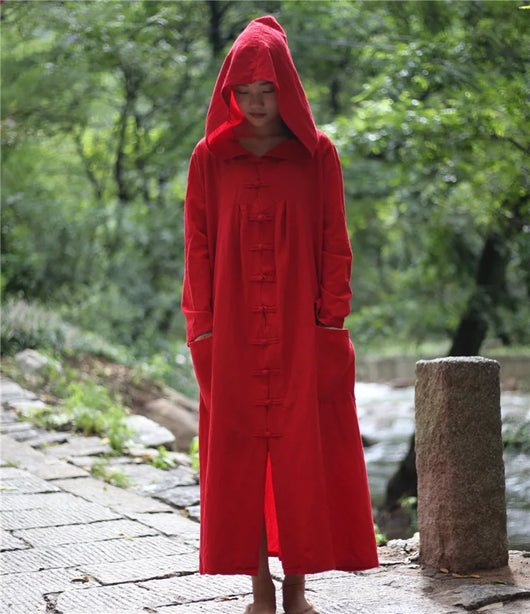 Abrigo Largo Cortavientos de Algodón y Lino para Mujer - Image 20