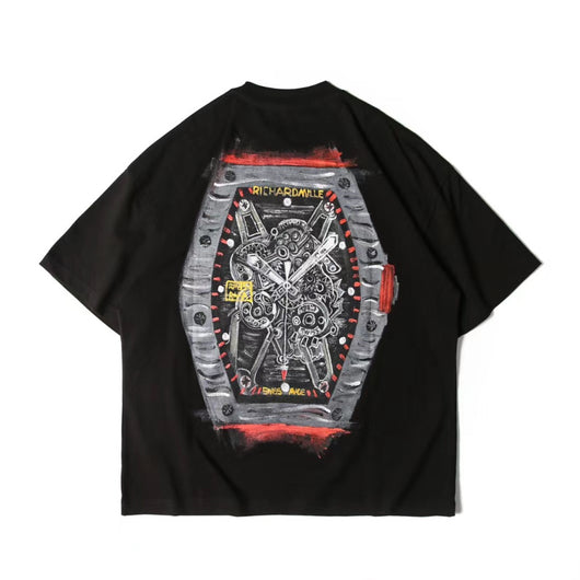 Camiseta Suelta Unisex Estilo Hip Hop con Estampado Graffiti - Diseño Urbano para Parejas - Image 4