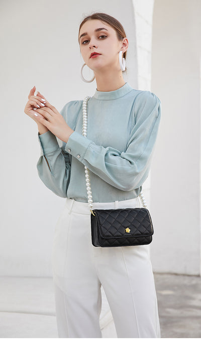 Bolso de Cadena Diamante Estilo Perfume en Cuero Pequeño - Image 8