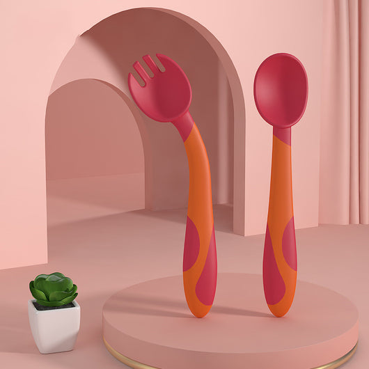 Set de Cubiertos Infantiles con Cuchara Giratoria y Tenedor de Entrenamiento