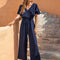 Jumpsuit Casual de Cuello V con Cintura Alta y Corte Holgado para Mujer