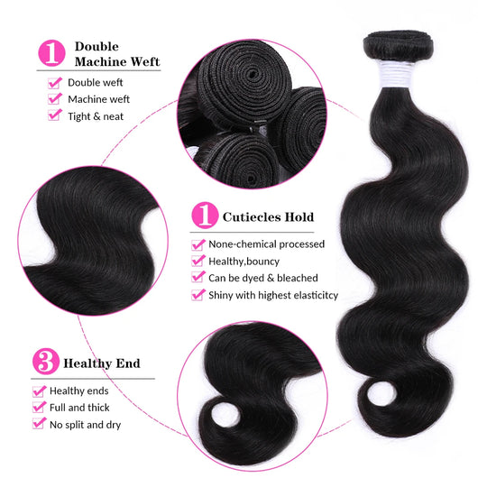 Extensiones de Cabello Humano Ondulado - Pack Bundle Cabello Natural Negro Azabache - Image 5
