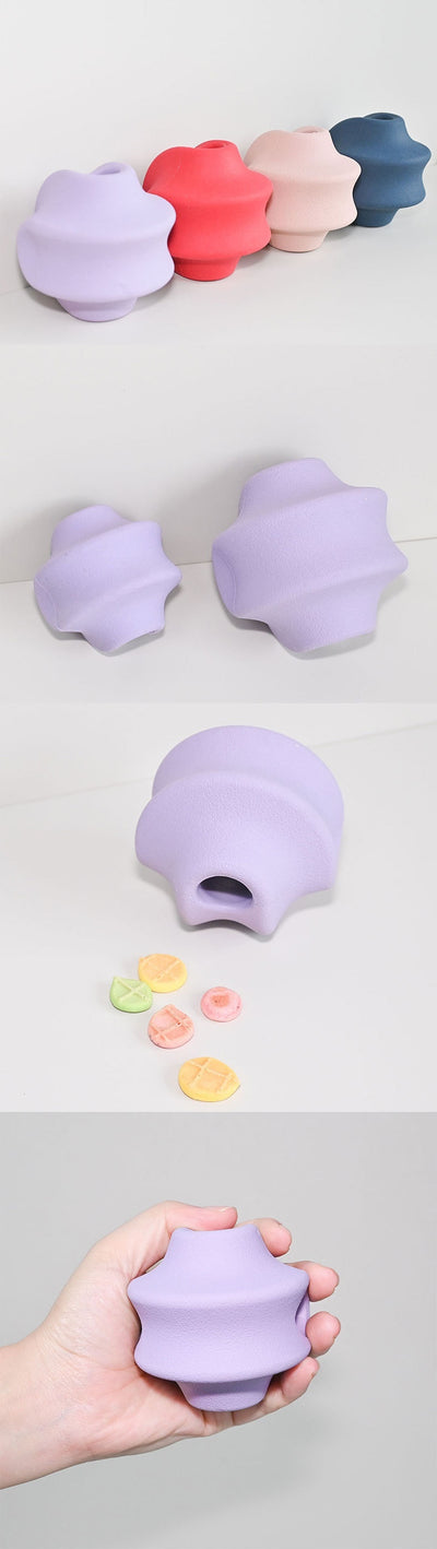 Pink star-shaped natural rubber pet food dispensing toy for engaging pets during feeding. - Image 11