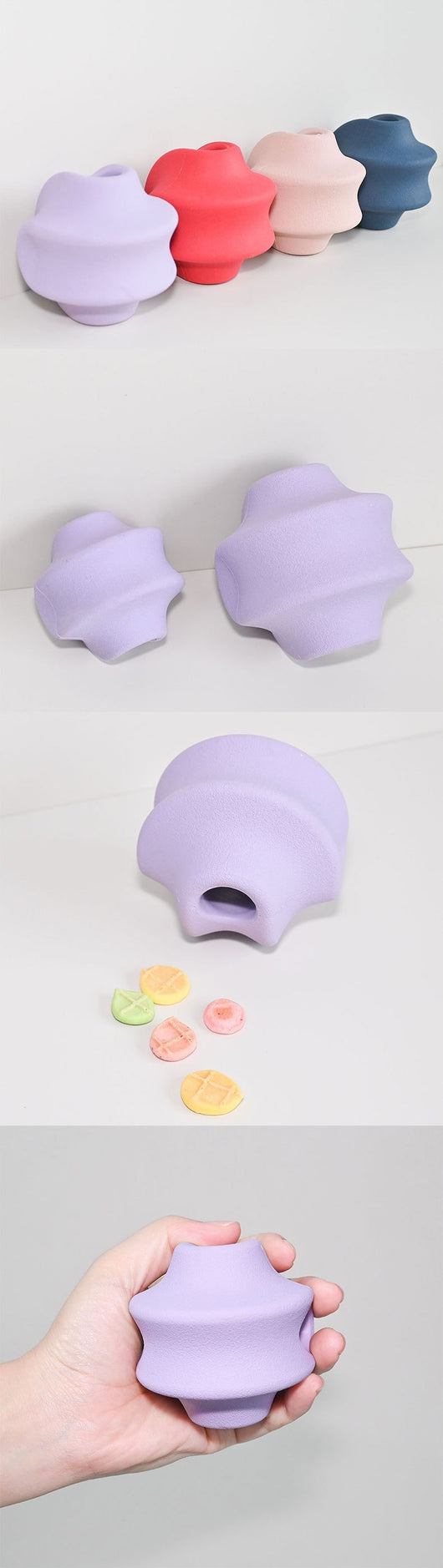 Pink star-shaped natural rubber pet food dispensing toy for engaging pets during feeding. - Image 11