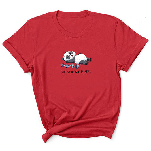 Camiseta Estampado Mancuernas Personalidad Europeo Americana Manga Corta