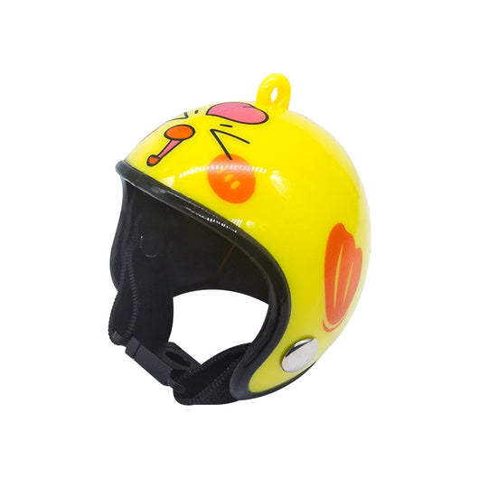 Red pet helmet with a strawberry design, featuring a smiling face, green leaves, and yellow seeds. - Image 9
