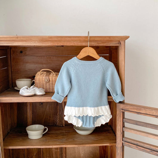 Conjunto de Crochet para Bebé Niña - Blusa Manga Larga y Pantalón Acampanado de Algodón - Image 47