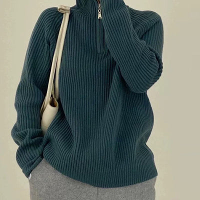 Suéter con Cuello Solapa y Cierre de Cremallera - Estilo Francés Japonés para Mujer - Image 23
