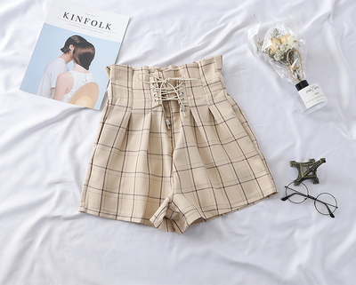 Shorts de Cintura Alta Tartán con Tirantes Floral - Image 11