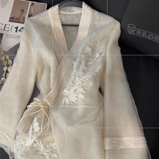 Blusa Tradicional China con Bordado Pesado para Mujer