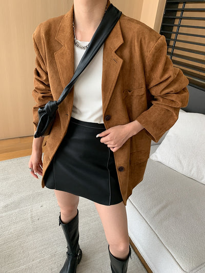 Blazer Suelto Estilo Vintage en Gamuza Sintética - Image 16