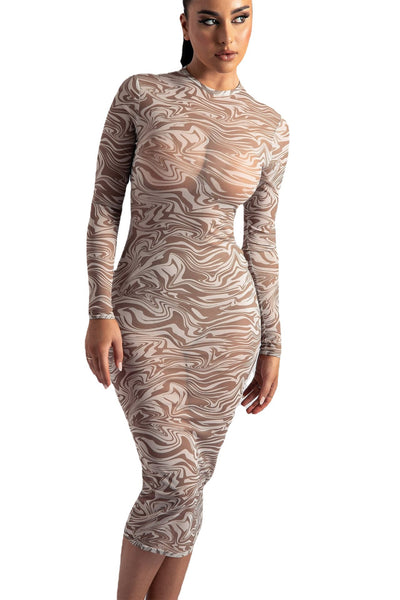 Falda Midi Transparente con Estampado de Leopardo y Mangas Largas - Image 9