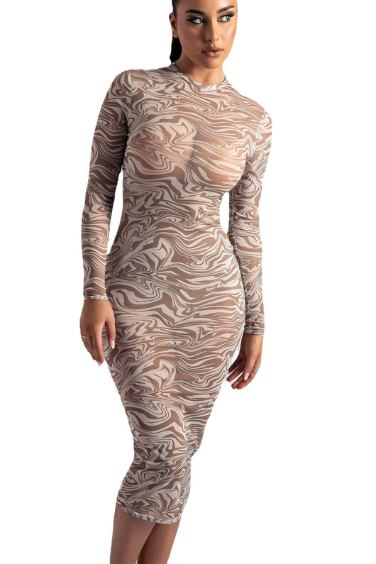 Falda Midi Transparente con Estampado de Leopardo y Mangas Largas - Image 9